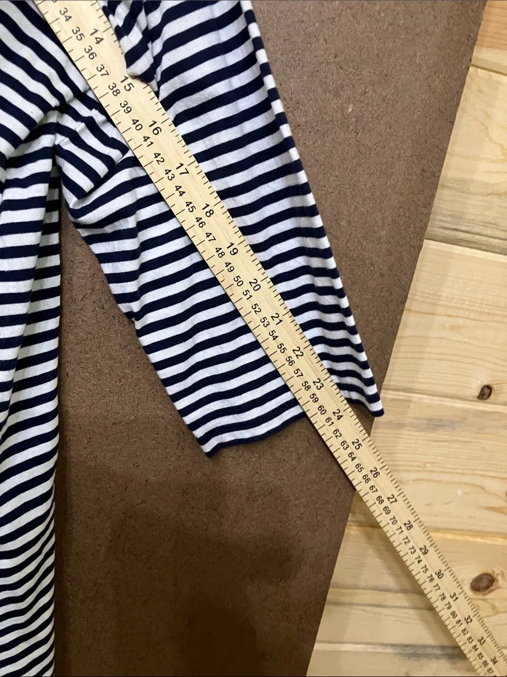 Michael Kors Navy & White Striped Long Sleeve Henley Top